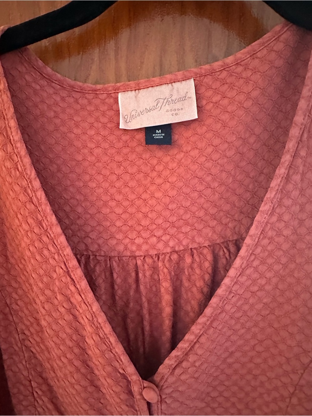Universal Thread Rust Textured V-Neck Blouse - Picture 2 of 3